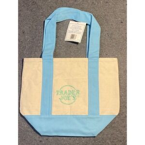 TRADER JOE'S‎ Blue Pastel MINI CANVAS Tote Bag BRAND NEW SOLD OUT!!!!!